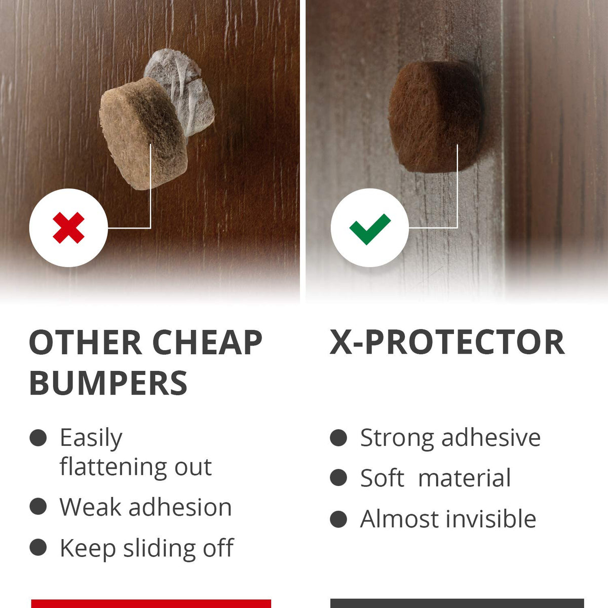 Cabinet Door Bumpers X-Protector 100 PCS – Small Felt Pads 3/8” – Ideal Brown Felt Bumpers