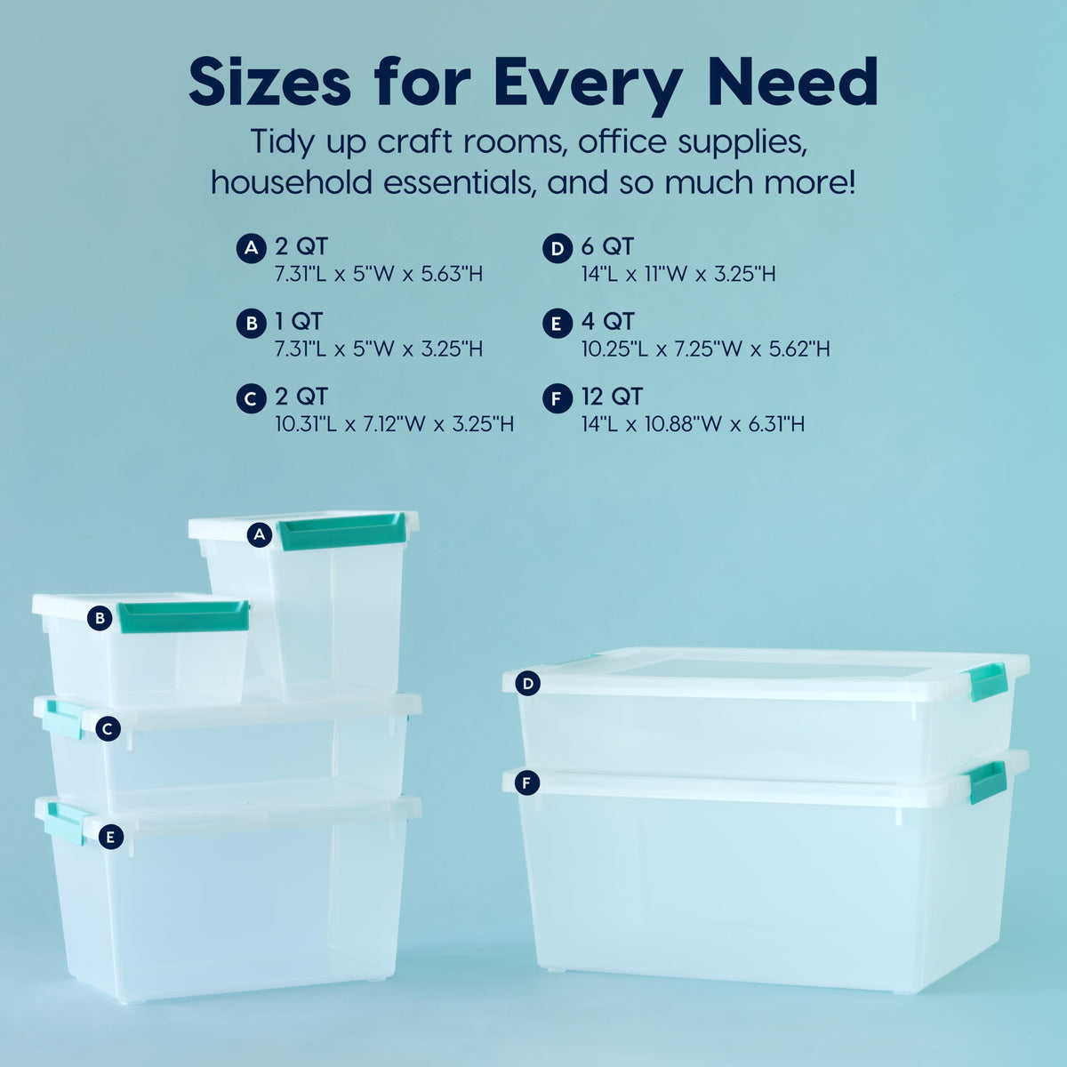 IRIS USA Storage Bins with Lids |Made in USA| 12 Qt - (4-Pack) - Clear