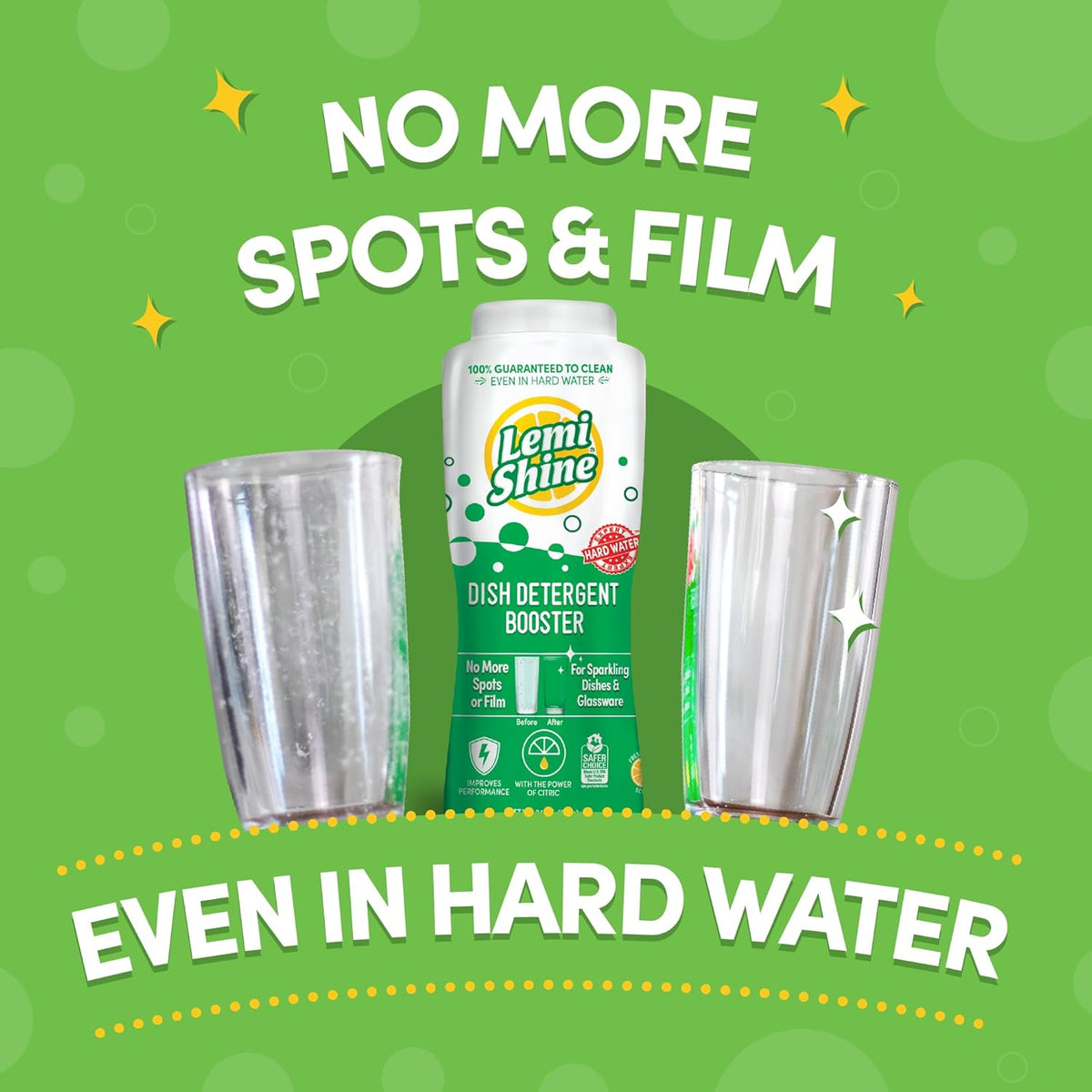 Lemi Shine Natural Dish Detergent Booster - Hard Water Stain Remover - Multi-Use Citric Acid