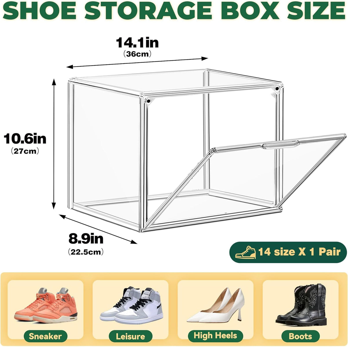 12 Pack Thicken Shoe Rack Organizer for Closet Acrylic Shoe Box with Magnetic Door Sneaker Display