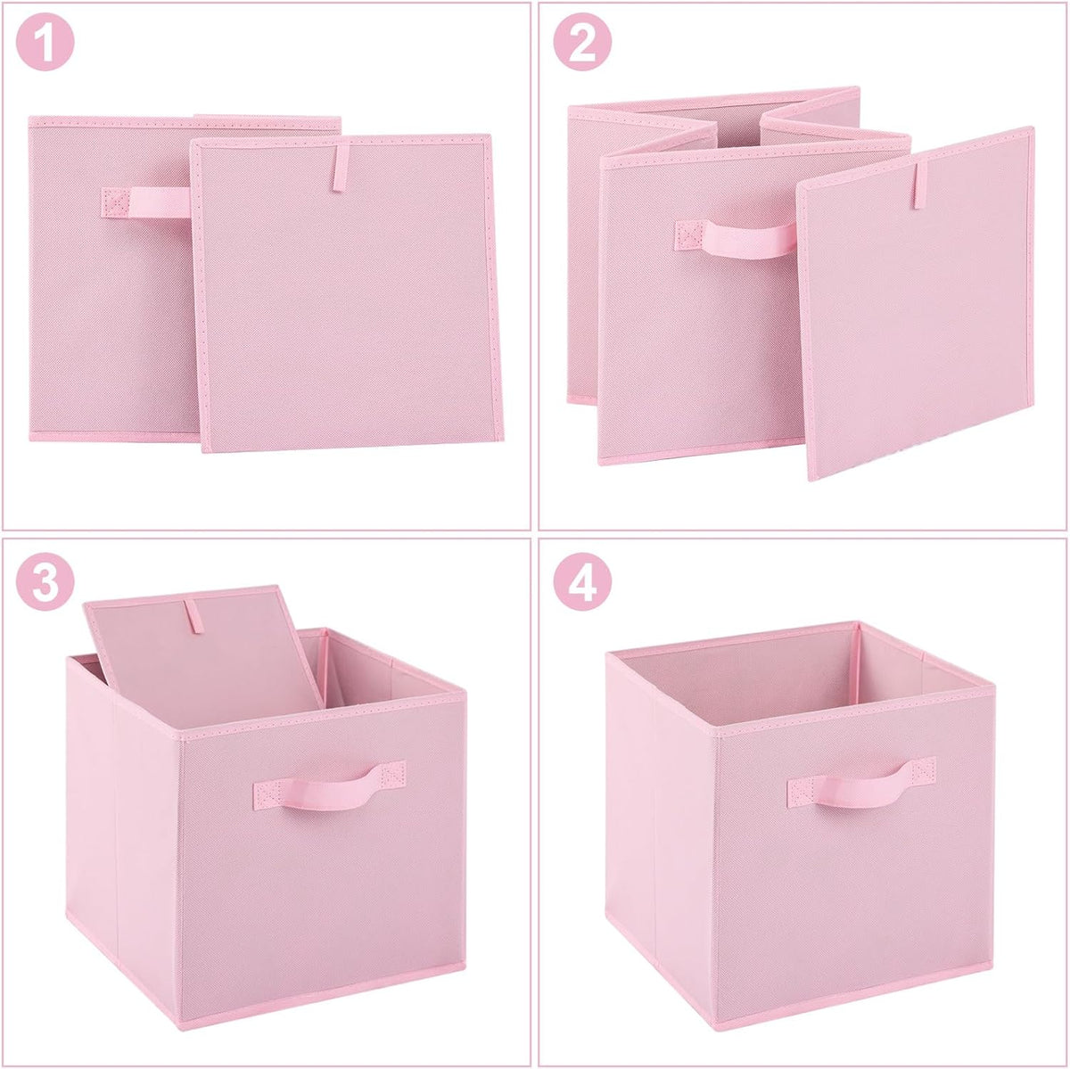 Stero Fabric Storage Bins 6 Pack Fun Colored Durable Storage Cubes with Handles Foldable Cube