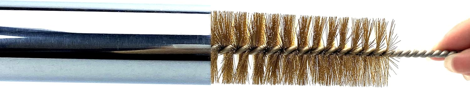Pipe Cleaning Brush Set with Brass Bristles, 9 Piece Variety Pack for Auto Parts, Bottles,Tubes