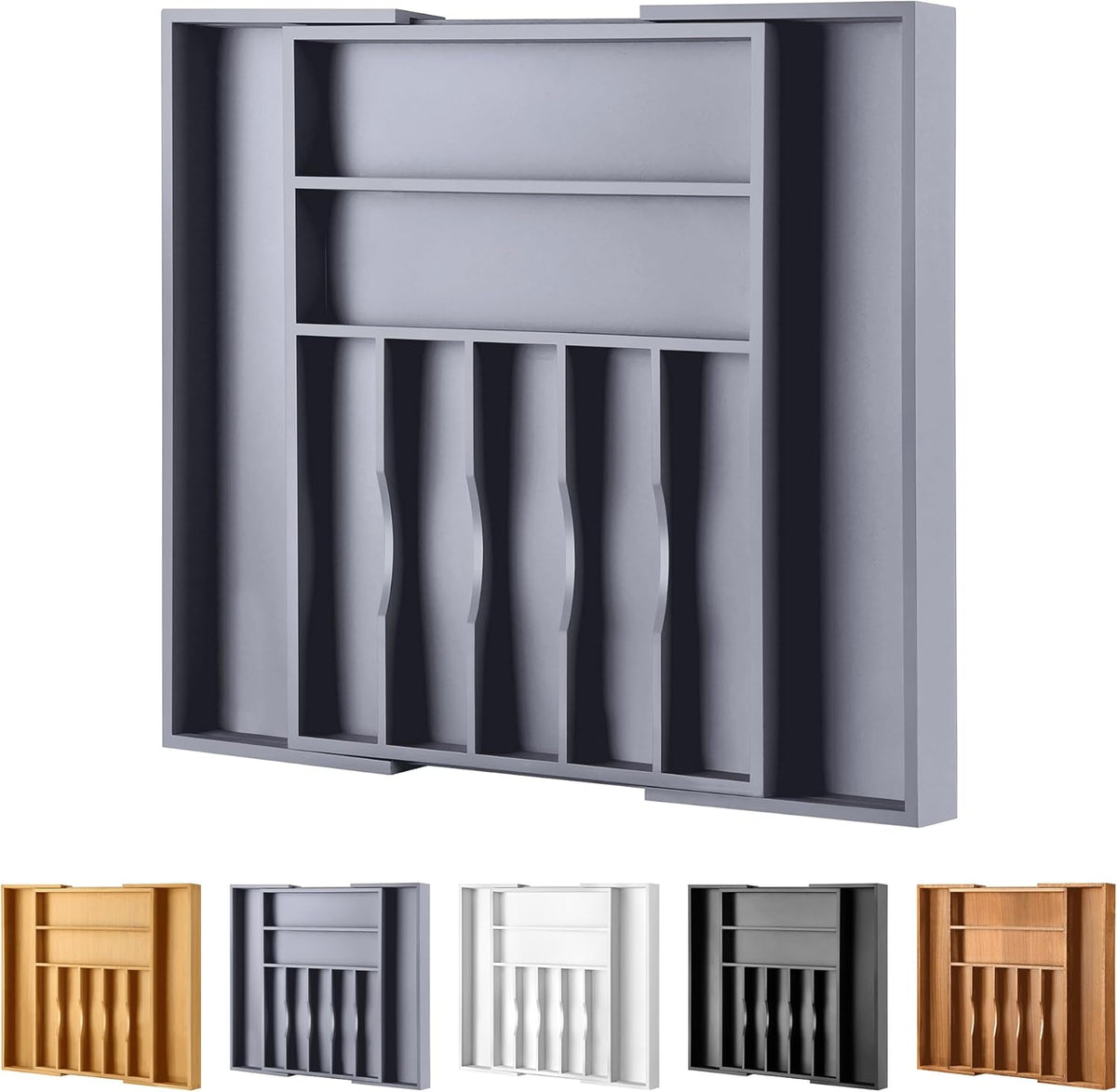 Large Premium Bamboo Silverware Organizer - Expandable Drawer Organizer & Utensil Organizer