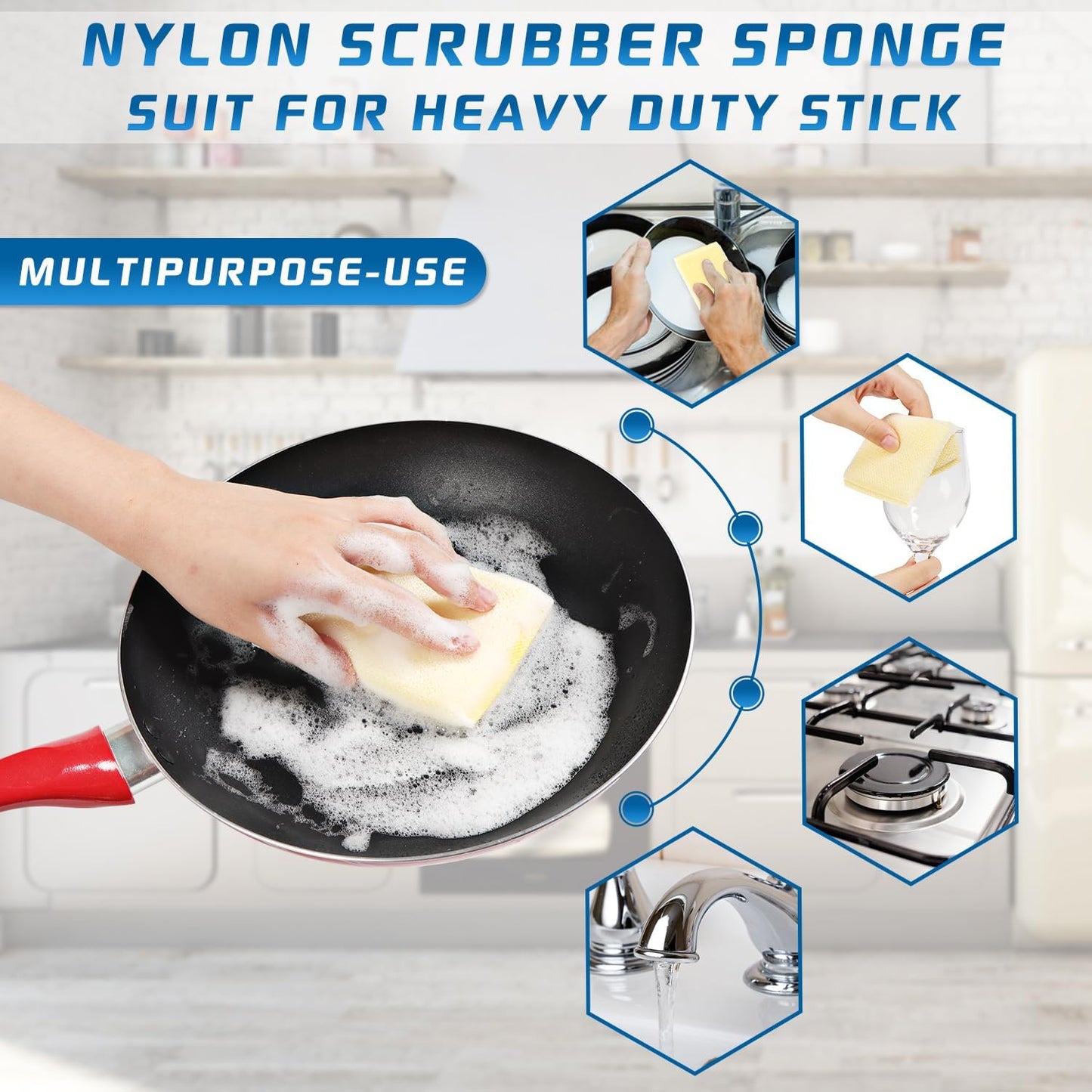 All-Purpose Non Scratch Sponges，Sponges Kitchen for Washing and Cleaning Dishes, Non-Stick