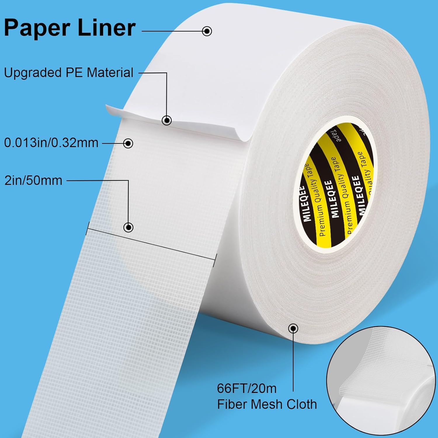 2Pack Double Sided Tape Heavy Duty, 2in x 66FT, Universal High Tack Strong Wall Adhesive with