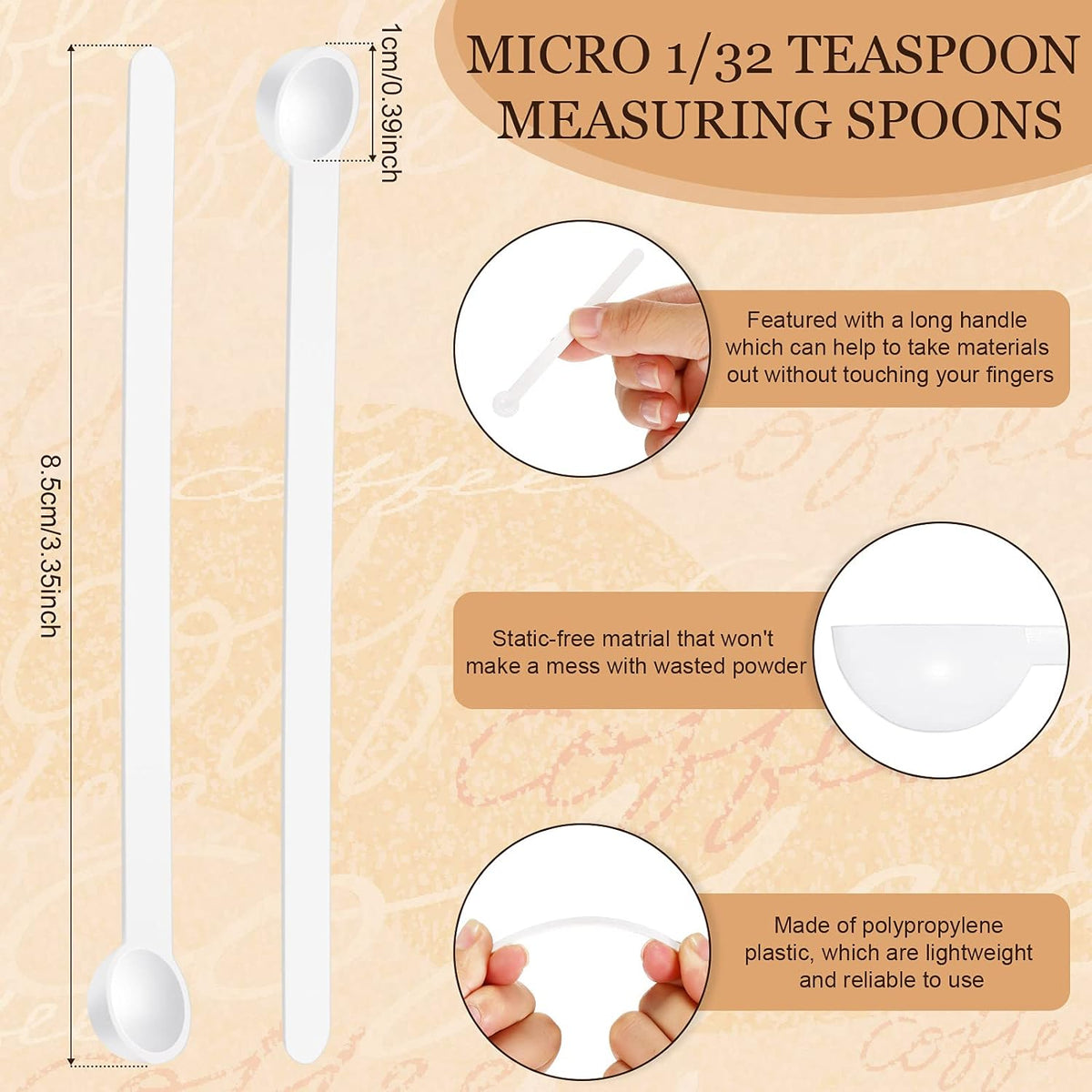 Honeydak 1/32 Teaspoon Micro Scoops 150 Milligram Mini Measuring Spoons Tiny Little Plastic Scoop