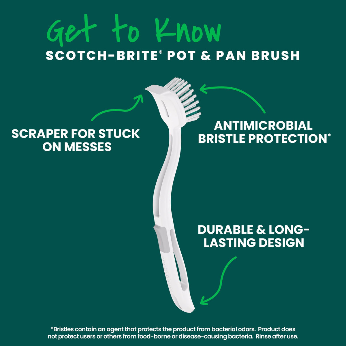Scotch-Brite Pot Pan & Dish Brush, Scrub Brushes for Cleaning Kitchen and Washing Dishes, 1 Count