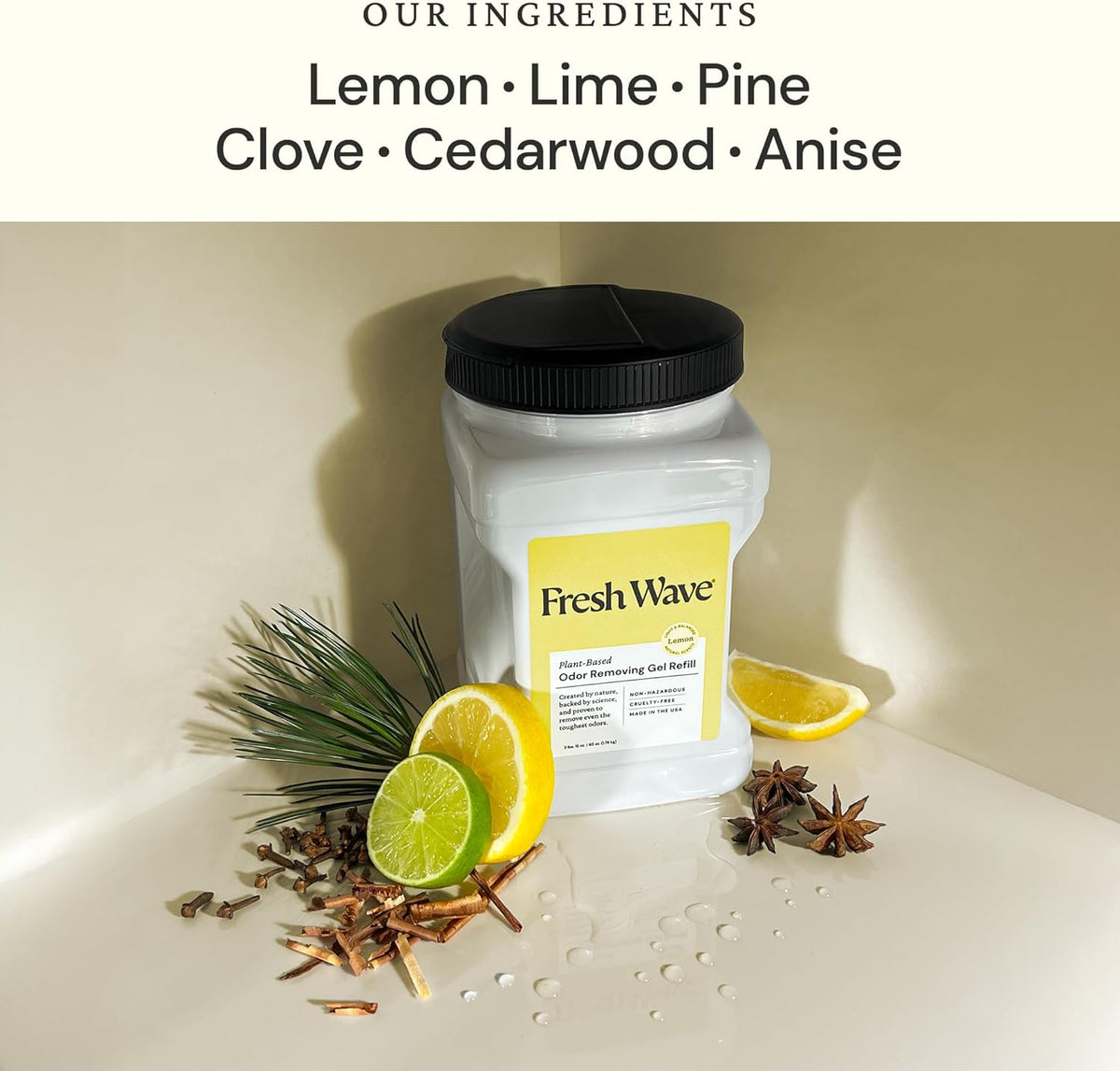 Fresh Wave Lemon Odor Removing Gel Refill, 63 oz. - Safer Odor Absorbers for Home, Natural