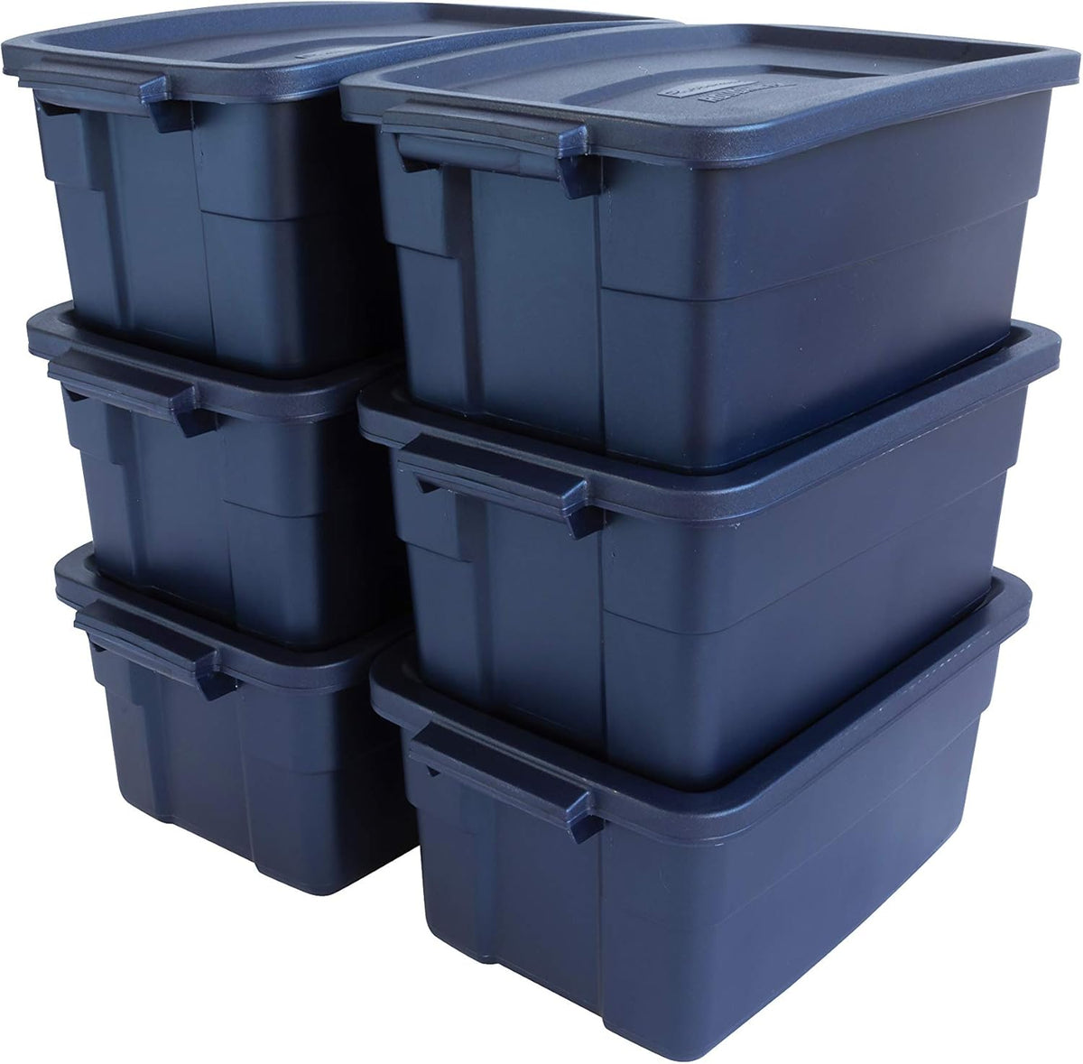 Rubbermaid Roughneck Tote 3 Gal, 6 Pack, Made in USA, Dark Indigo Metallic, Rugged Plastic