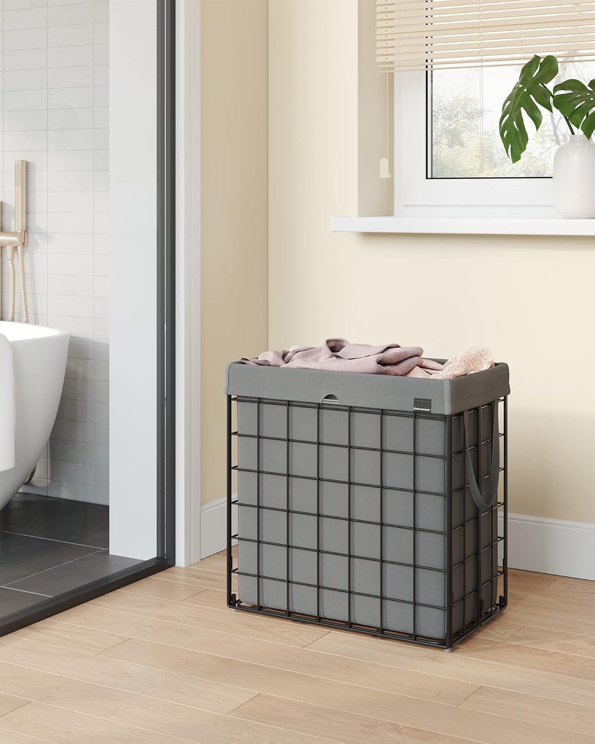 SONGMICS 29 Gal. (110L) Laundry Basket, Laundry Hamper, Collapsible Clothes Hamper, Removable and