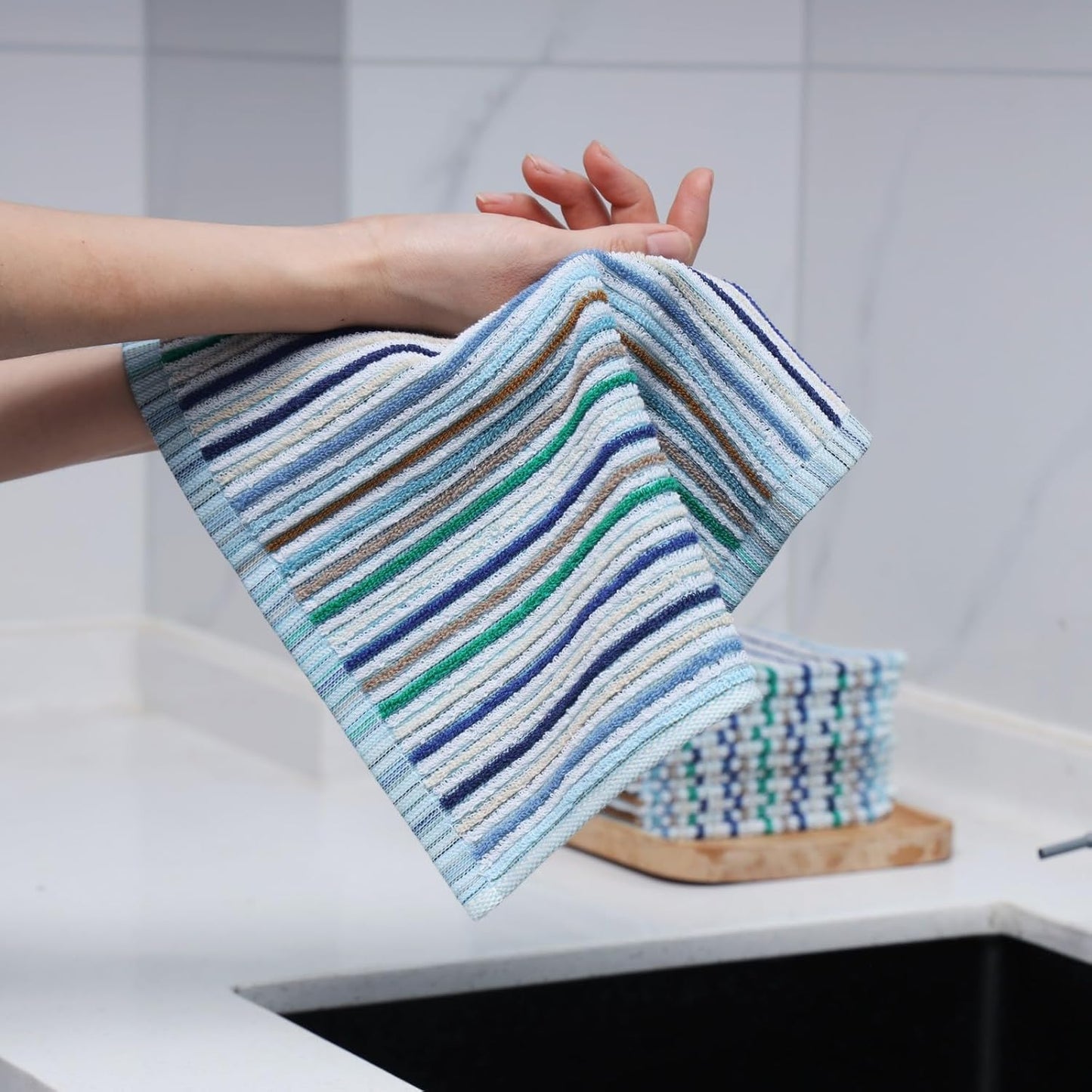 Oeleky Kitchen Dishcloths for Washing Dishes, Ultra Absorbent Dish Rags, Cotton Cleaning Cloths