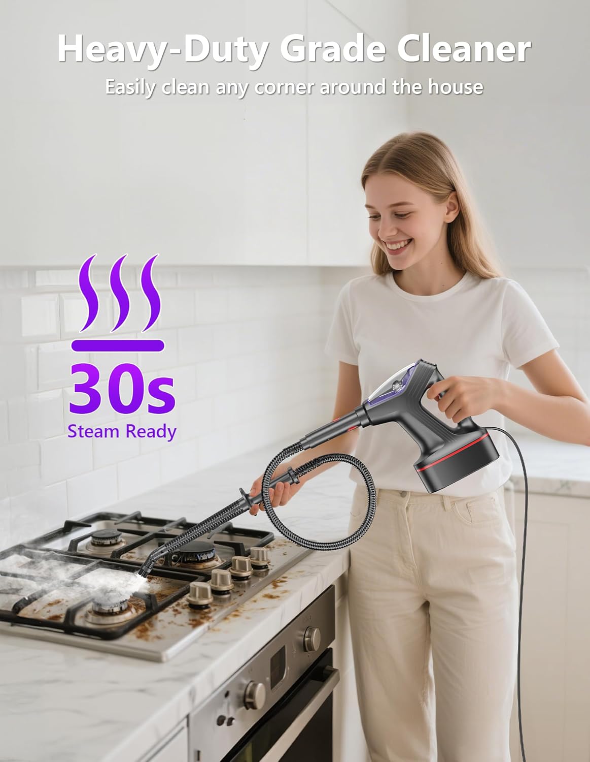Steam Mop for Floor Cleaning, Heavy Duty 29-in-1 Steam Cleaner for Home with Detachable Handheld