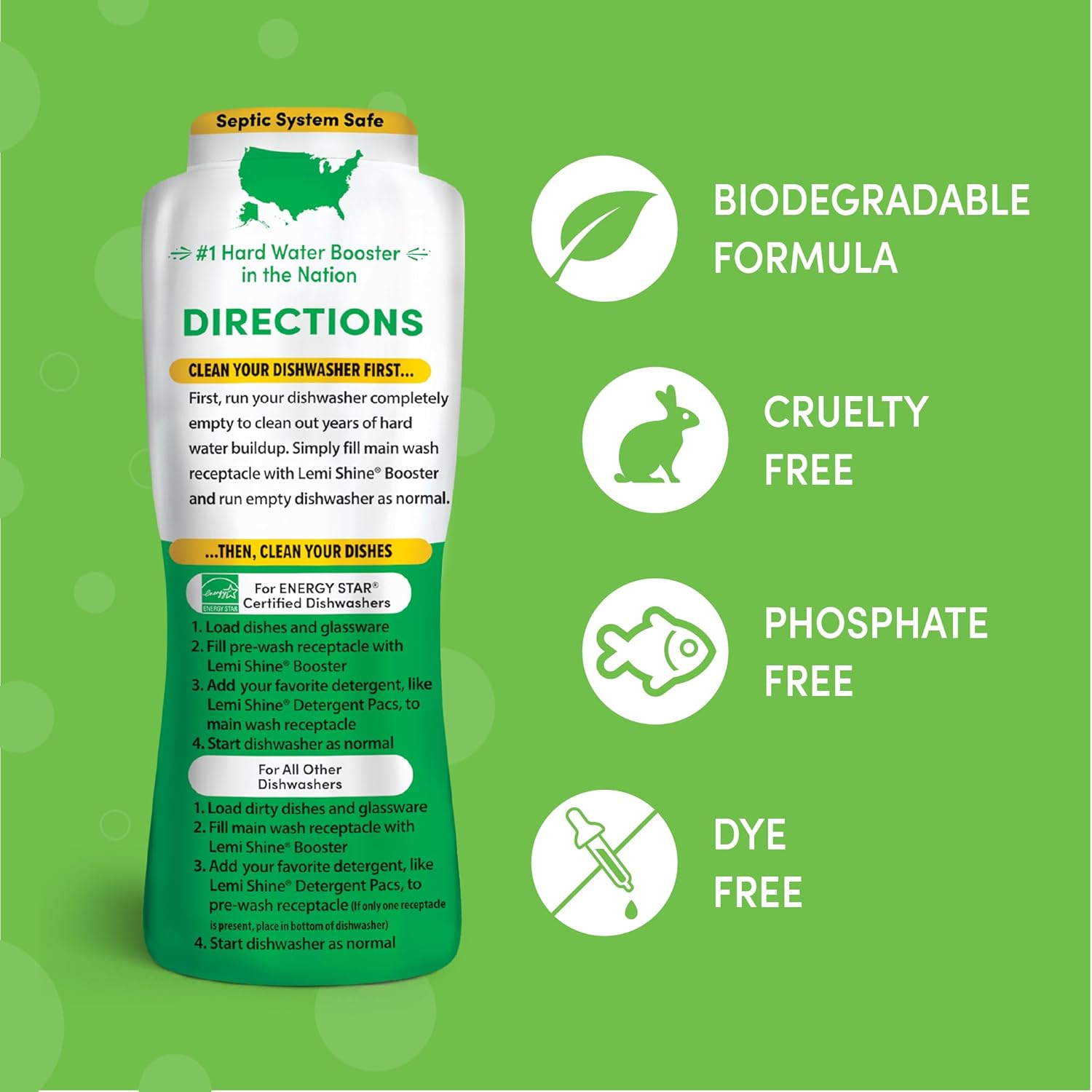 Lemi Shine Natural Dish Detergent Booster - Hard Water Stain Remover - Multi-Use Citric Acid