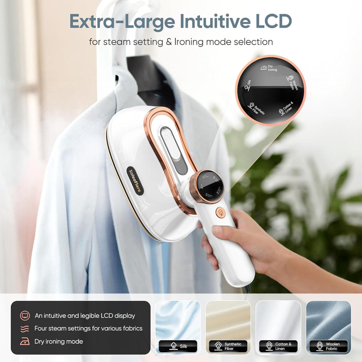 Steamer for Clothes & Iron 2in1, 1200W Travel Steam Iron, 5 Modes LCD, 180ml for 20 Min Steam, UL
