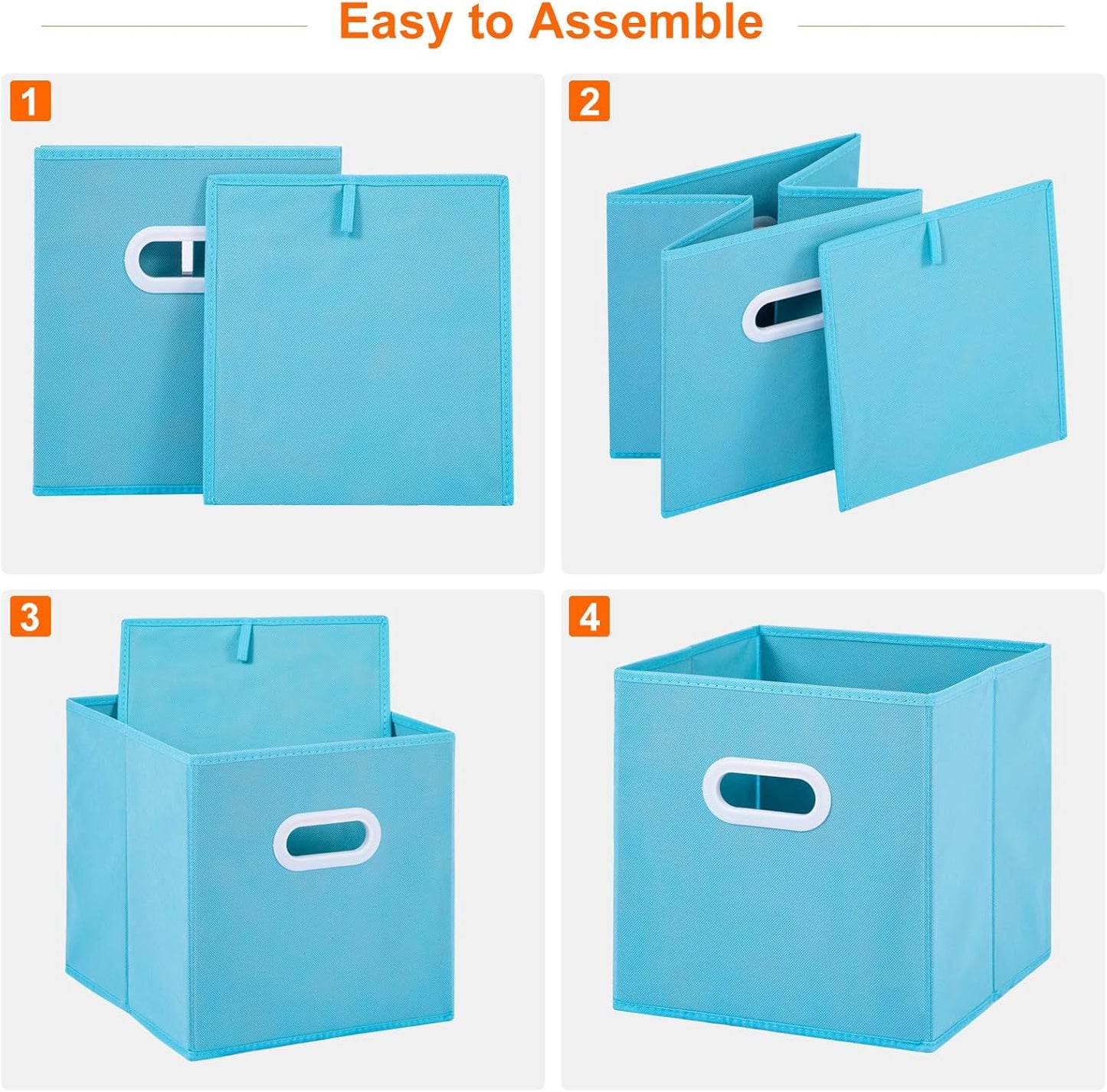 Stero Fabric Storage Cubes Bins, 13 inch Fun Colored Foldable Storage Baskets with Dual Plastic