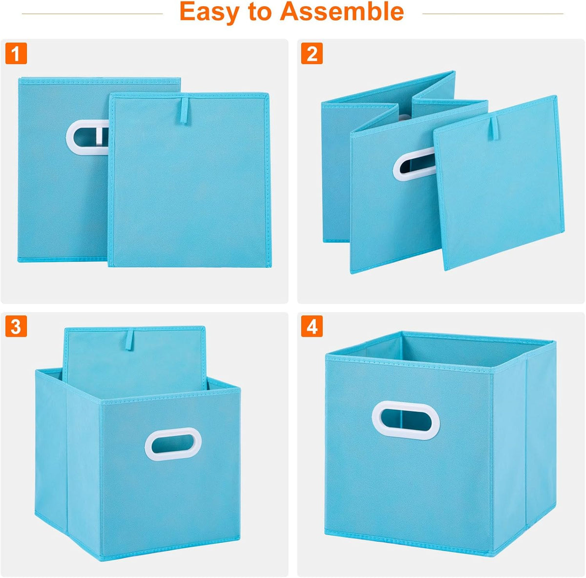 Stero Fabric Storage Cubes Bins, 11 inch Fun Colored Foldable Storage Baskets with Dual Plastic