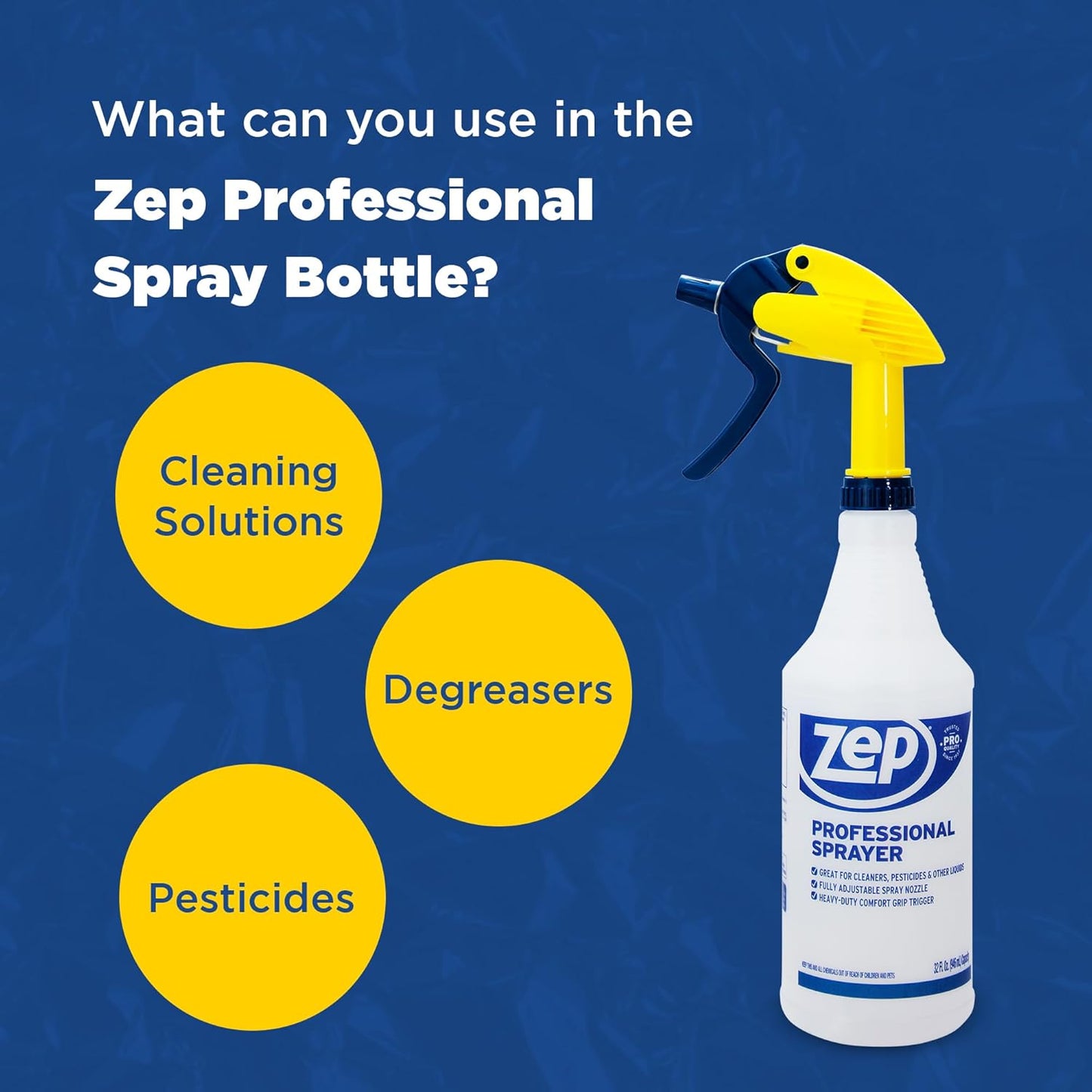 Zep Professional Sprayer Bottle - 32 oz (Case of 12) - HDPRO1 - Versatile Adjustable Nozzle Spray
