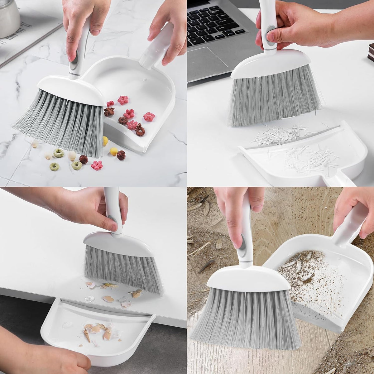 NACENA Small Dust Pan and Brush Set, Mini Broom and Dustpan Set Small Hand Broom and Brush Combo