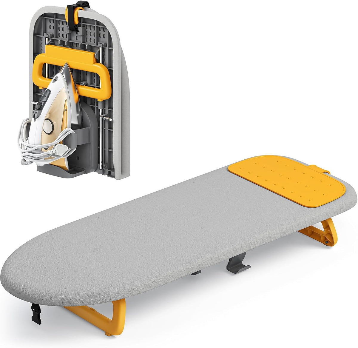 KINGBOARD Tabletop Ironing Board, Small Ironing Board with Iron Holder, Foldable Mini Iron Board