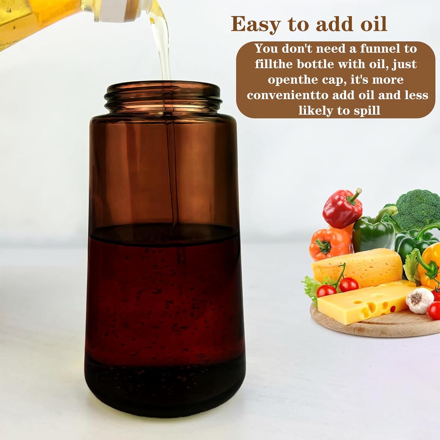 2-in-1 Glass Oil Dispenser & Sprayer - 16oz/470ml Leakproof Olive Oil Sprayer Bottle for Cooking