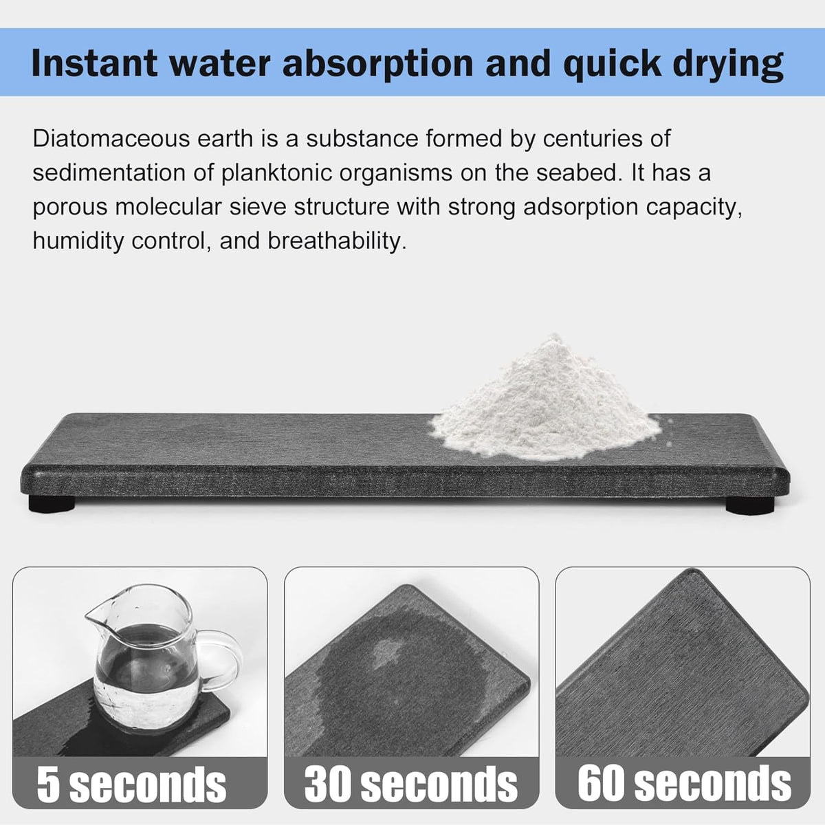 3PCS Stone Drying Tray, Water Absorbing Stone Tray for Sink, Stones Soap Trays, Fast Dry Diatomite