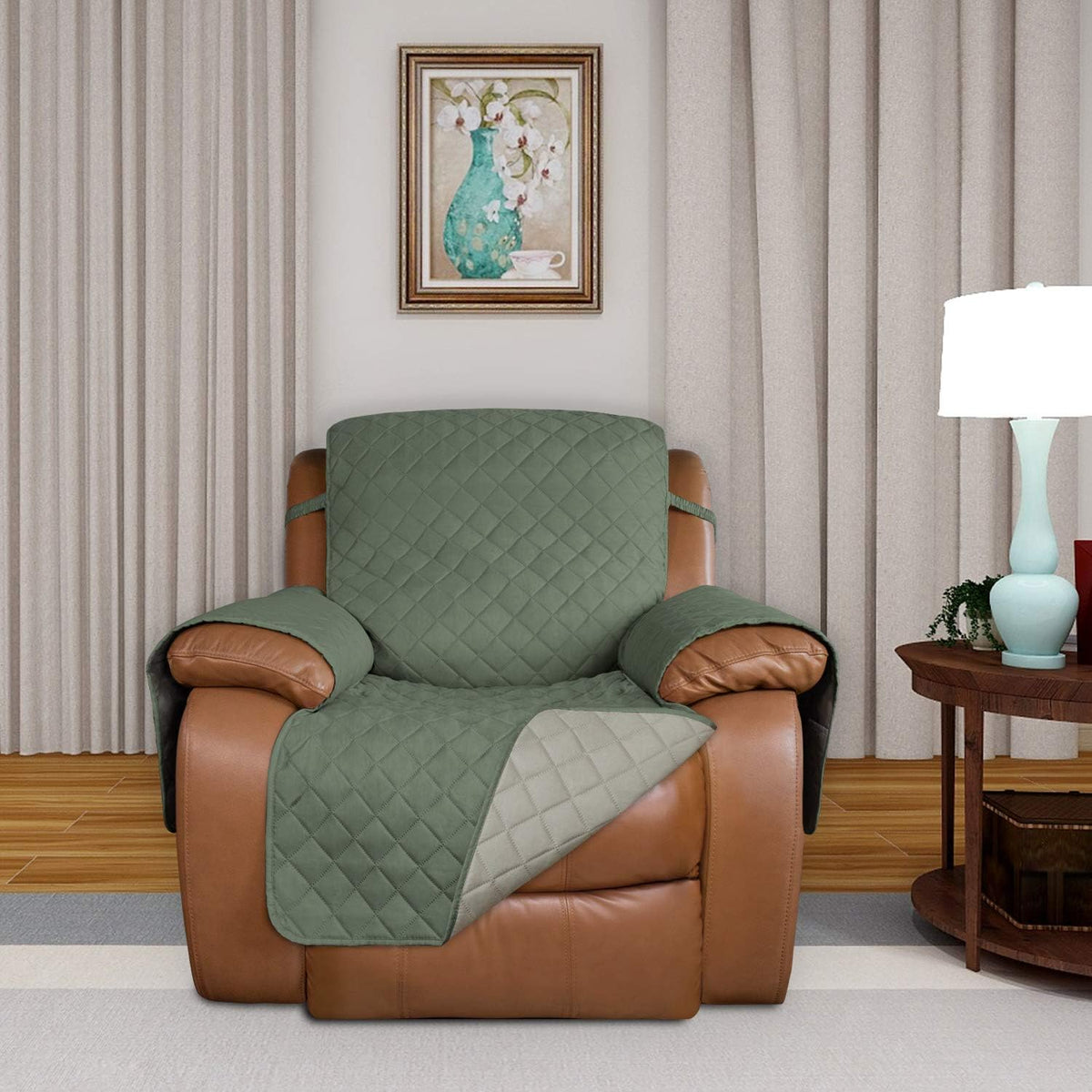 PureFit Reversible Quilted Sofa Cover, Water Resistant Slipcover Furniture Protector, Washable