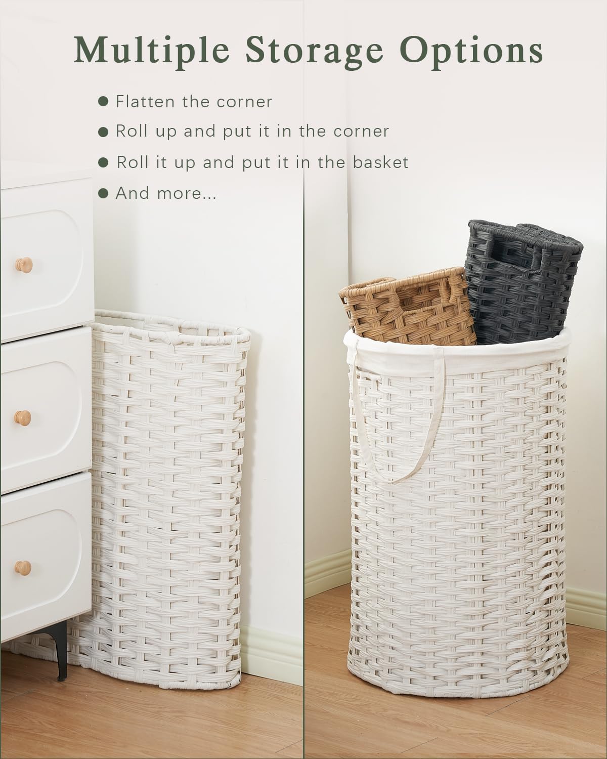 Laundry Hamper with Lid Laundry Basket with Lid 19.0 Gal (72 L) Round Wicker Laundry Basket