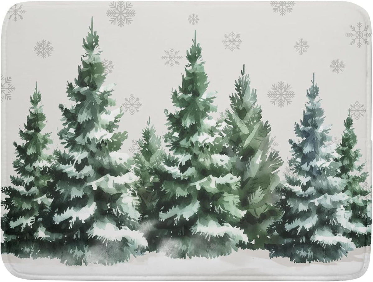Christmas Dish Drying Mat 16x18 Inch Xmas Forest Tree Absorbent Dish Drainer Protector Pad Winter