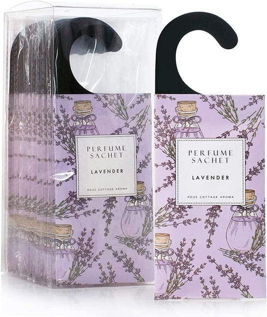 ROSE COTTAGE Large 12 Packs Lavender Hanging Closet Deodorizer Air Freshener Long Lasting Scented