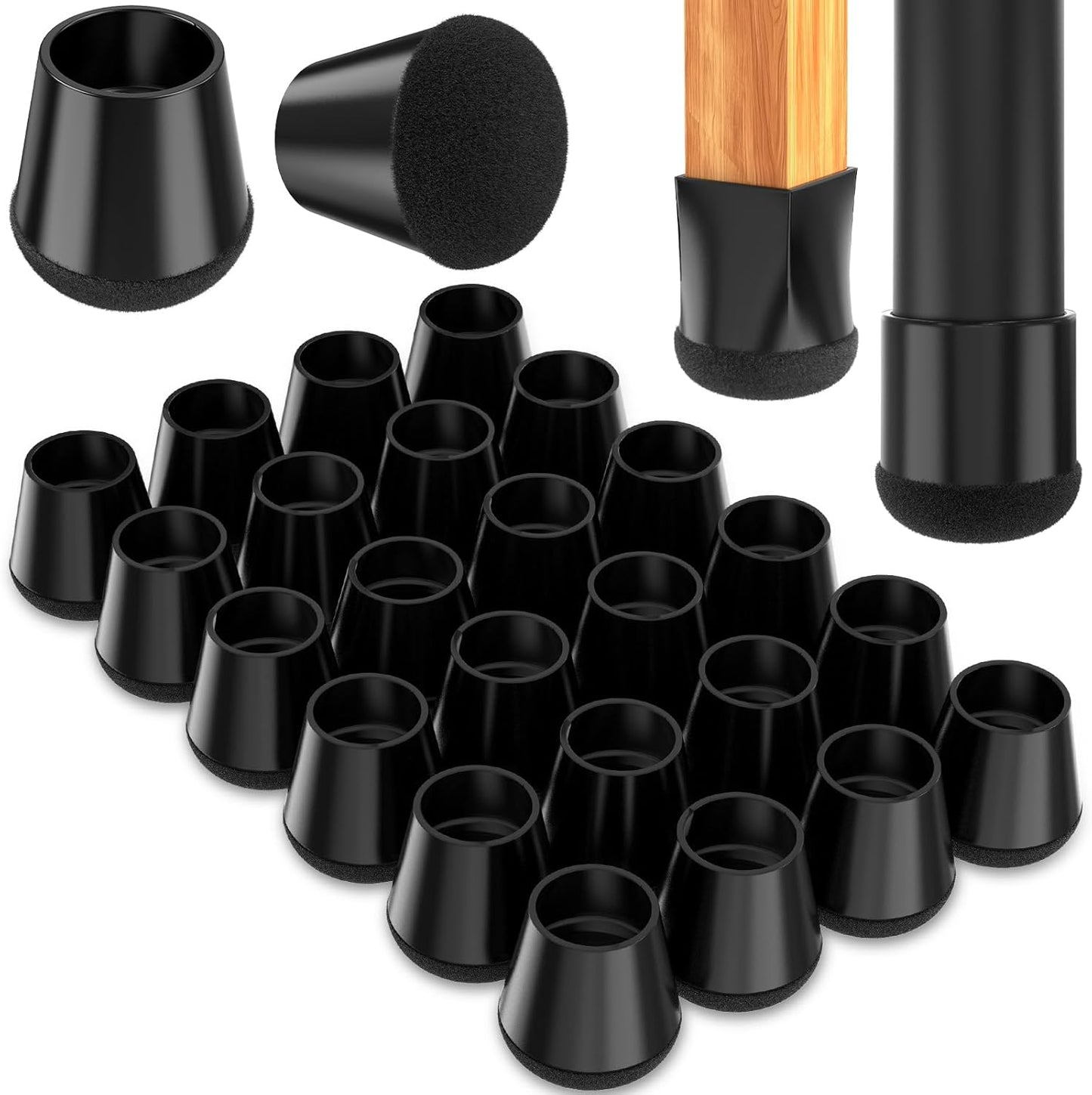 Chair Leg Floor Protectors Medium 24Pcs,Silicone Chair Leg Protectors for Hardwood