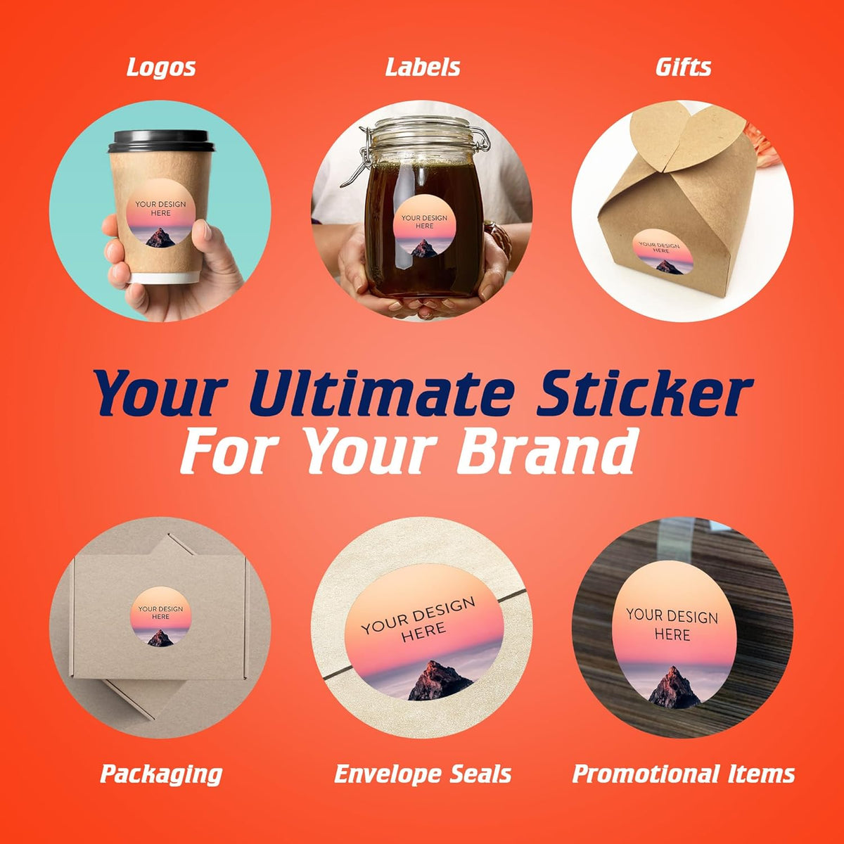 100 Custom Vinyl Stickers - Upload Your own Image, Text, Design, Logo - Personalized Logo Labels