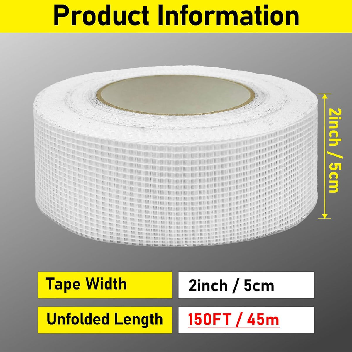 Drywall Joint Tape, 2" x 150 Feet Self-Adhesive Encrypted Fiberglass Drywall Repair Mesh Tape for