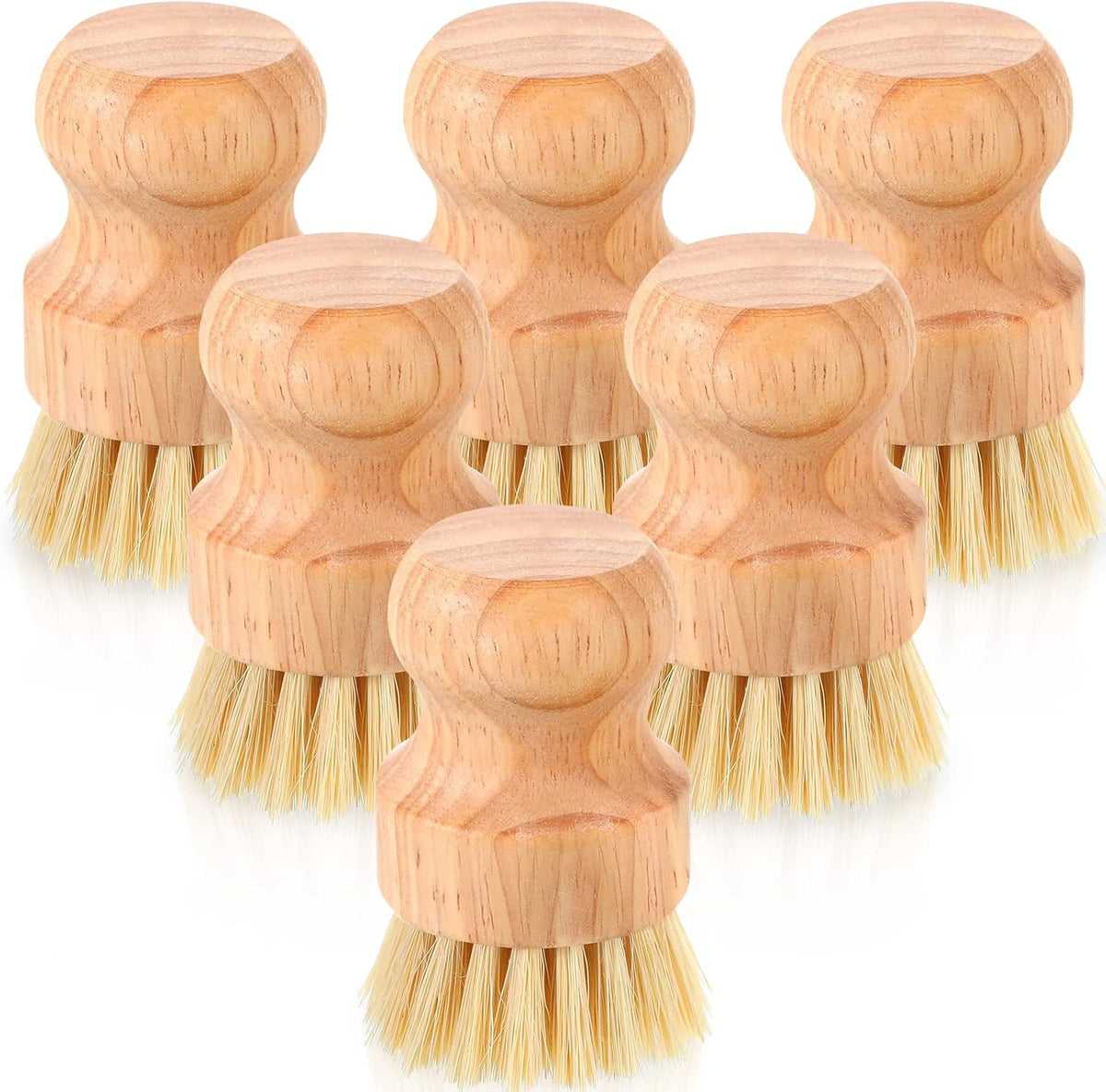Nuenen 30 Packs Bamboo Dish Scrub Brushes Wooden Scrubbers Set Kitchen Dishwashing Scrubber with