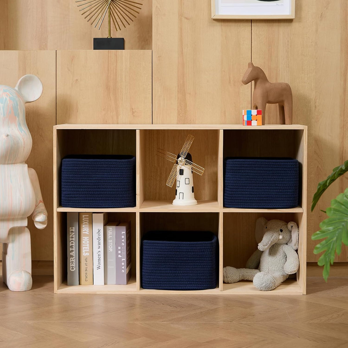 Small Organizing Baskets for Cubes Shelf, 9.7x9.7x7.1 Inch Rope Woven Storage Bins for Nursery