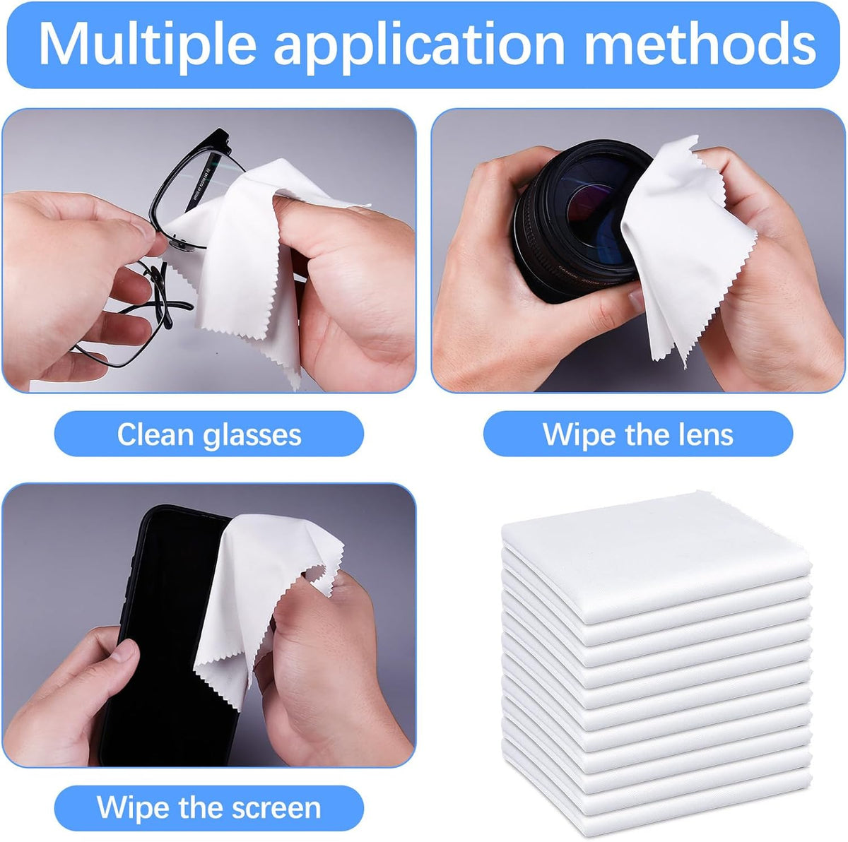 120 Pack Microfiber Cleaning Cloth for Glasses (5.5"x5.5"), Sublimation Eye Glasses Clean Cloths