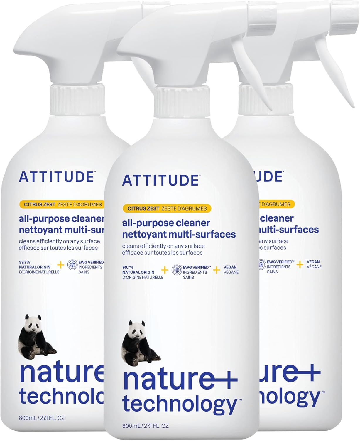 ATTITUDE All Purpose Cleaner Spray, EWG Verified, Vegan, Made with 94% Plant-Based Ingredients