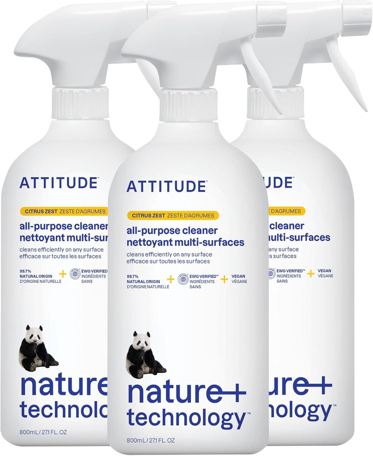 ATTITUDE All Purpose Cleaner Spray, EWG Verified, Vegan, Made with 94% Plant-Based Ingredients