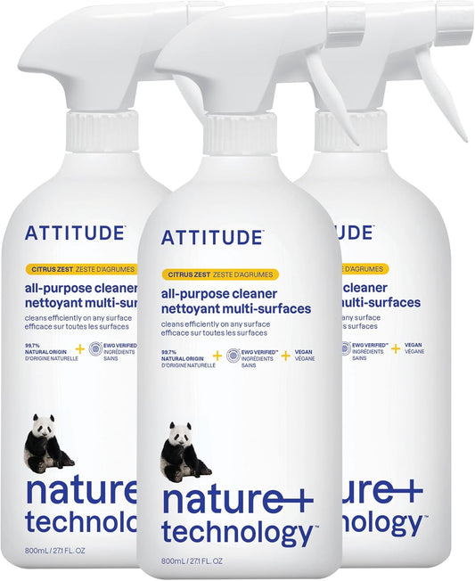 ATTITUDE All Purpose Cleaner Spray, EWG Verified, Vegan, Made with 94% Plant-Based Ingredients