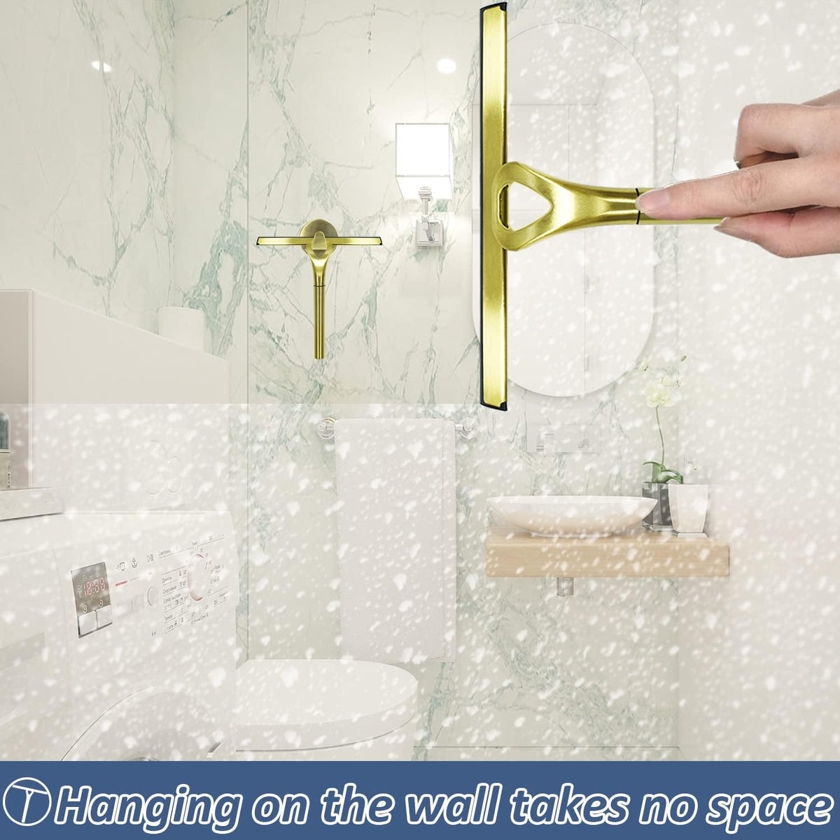 Stainless Steel Shower Squeegees All-Purpose Mirror/Window/Glass Wiper Scraper Golden Shower