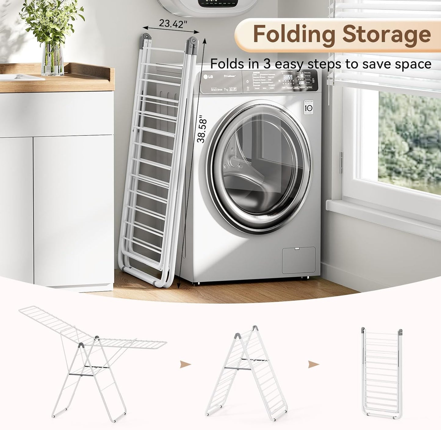 APEXCHASER Clothes Drying Rack, Foldable Drying Rack Clothing, Sturdy Metal Laundry Drying Rack