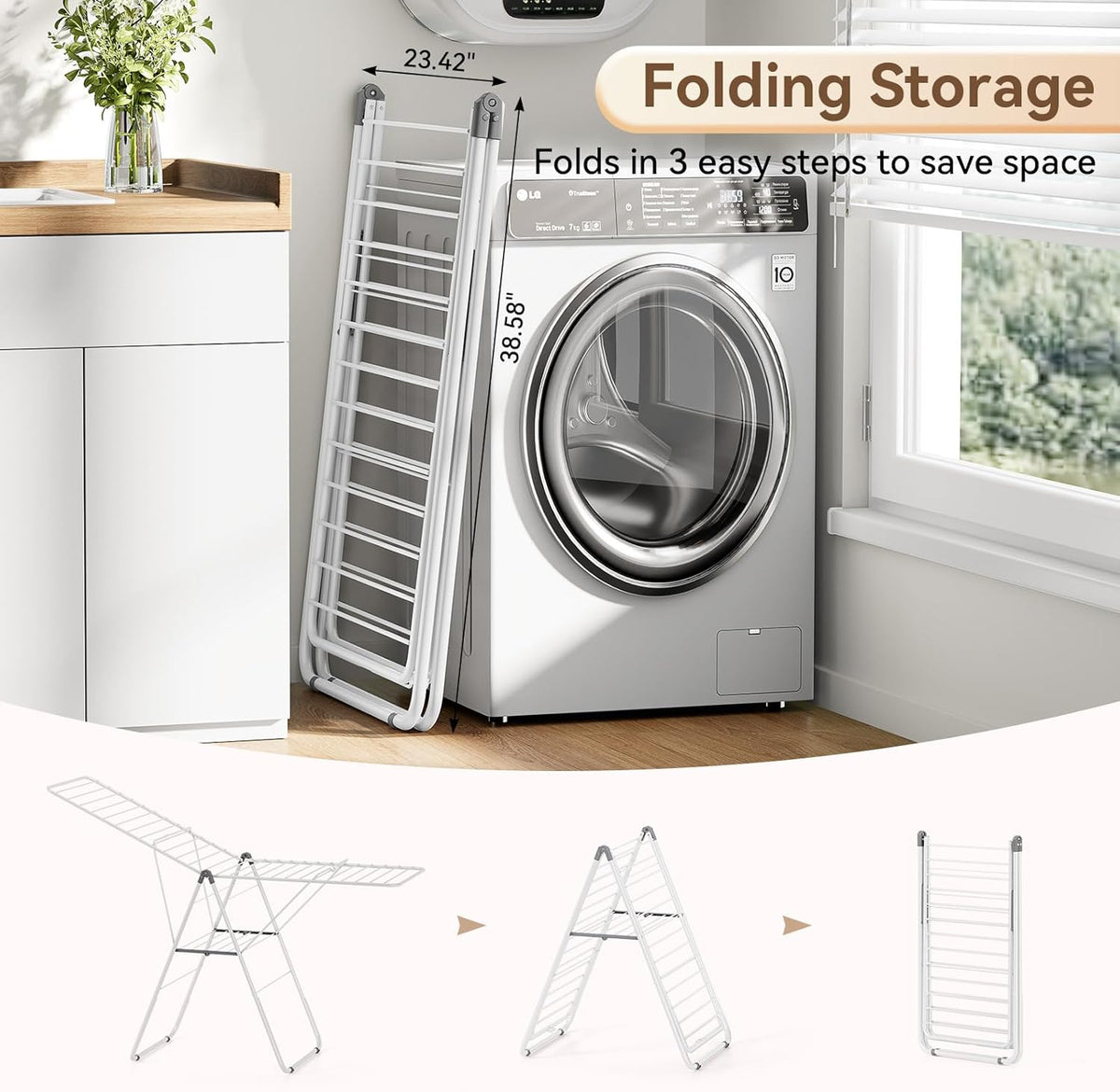 APEXCHASER Clothes Drying Rack, Foldable Drying Rack Clothing, Sturdy Metal Laundry Drying Rack