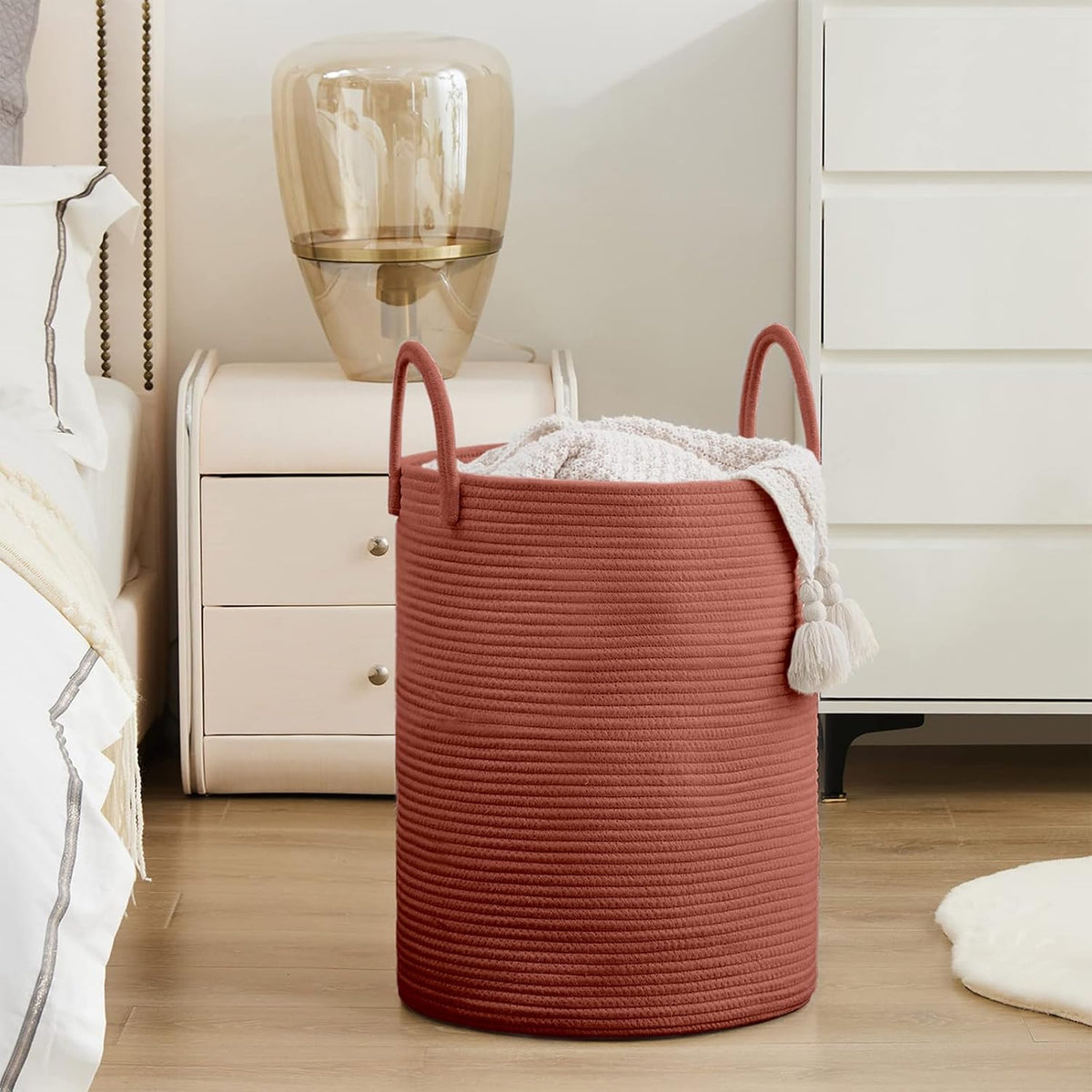 YOUDENOVA Laundry Hamper Basket, Woven 58L Tall Laundry Basket for Blanket Organizer- Clothes