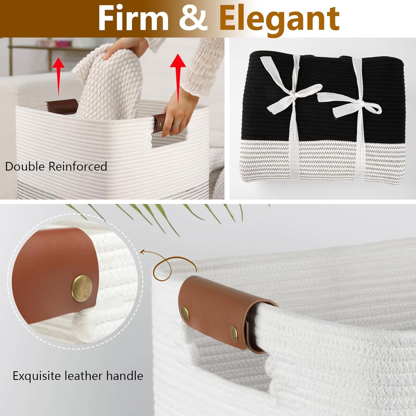 Laundry Hamper 96L Extra Large Laundry Basket, Woven Blanket Basket, Cotton Woven Storage Hamper