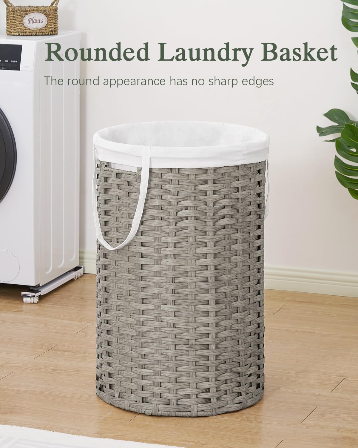 34.3 Gal (130 L) Large Laundry Hamper Laundry Basket Round Handwoven Wicker Laundry Baskets Rattan