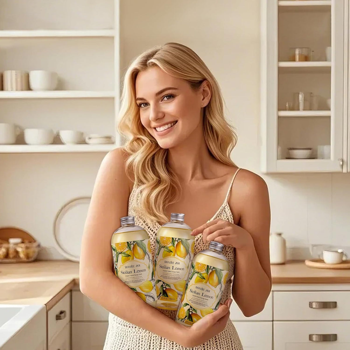 ROMIIE ZOI Lemon Scent Liquid Hand Soap Refills - Natural, Gentle & Moisturizing Formula - Family
