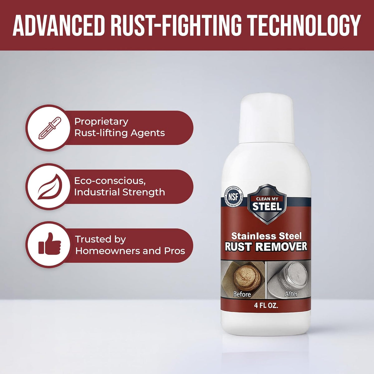CLEAN MY STEEL Professional Stainless Steel Rust Stain Remover and Cleaner | NSF Approved |