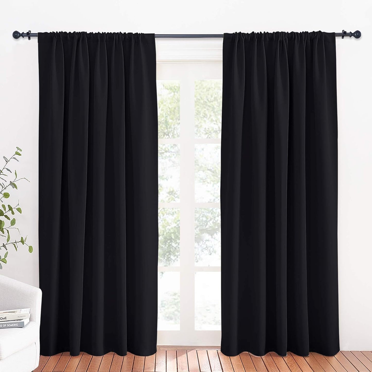 RYB HOME Curtains for Bedroom 72 inches Long, Blackout Thermal Insulating Window Treatment Drapes