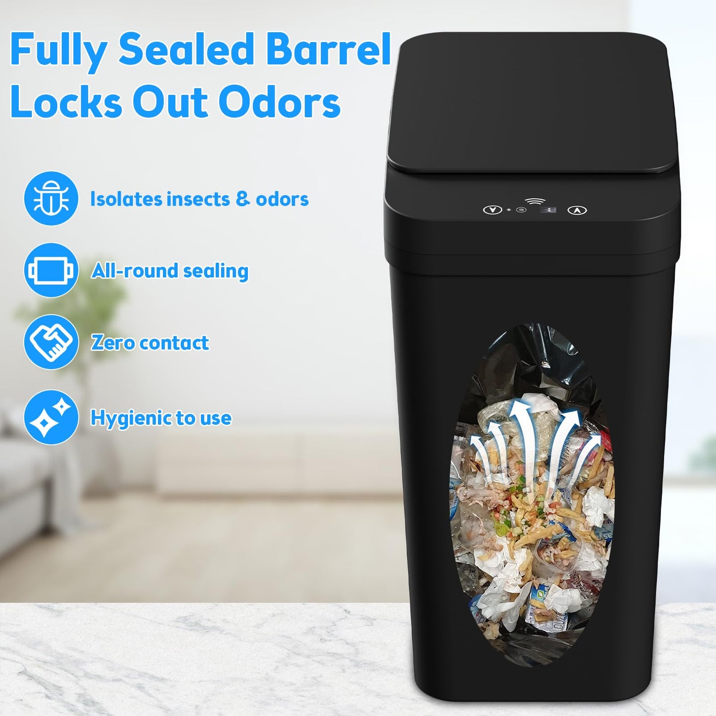 Bathroom Trash Can with Lid, KOEYLE 2 Pack 2.2 Gallon Automatic Touchless Garbage Can, Small Motion