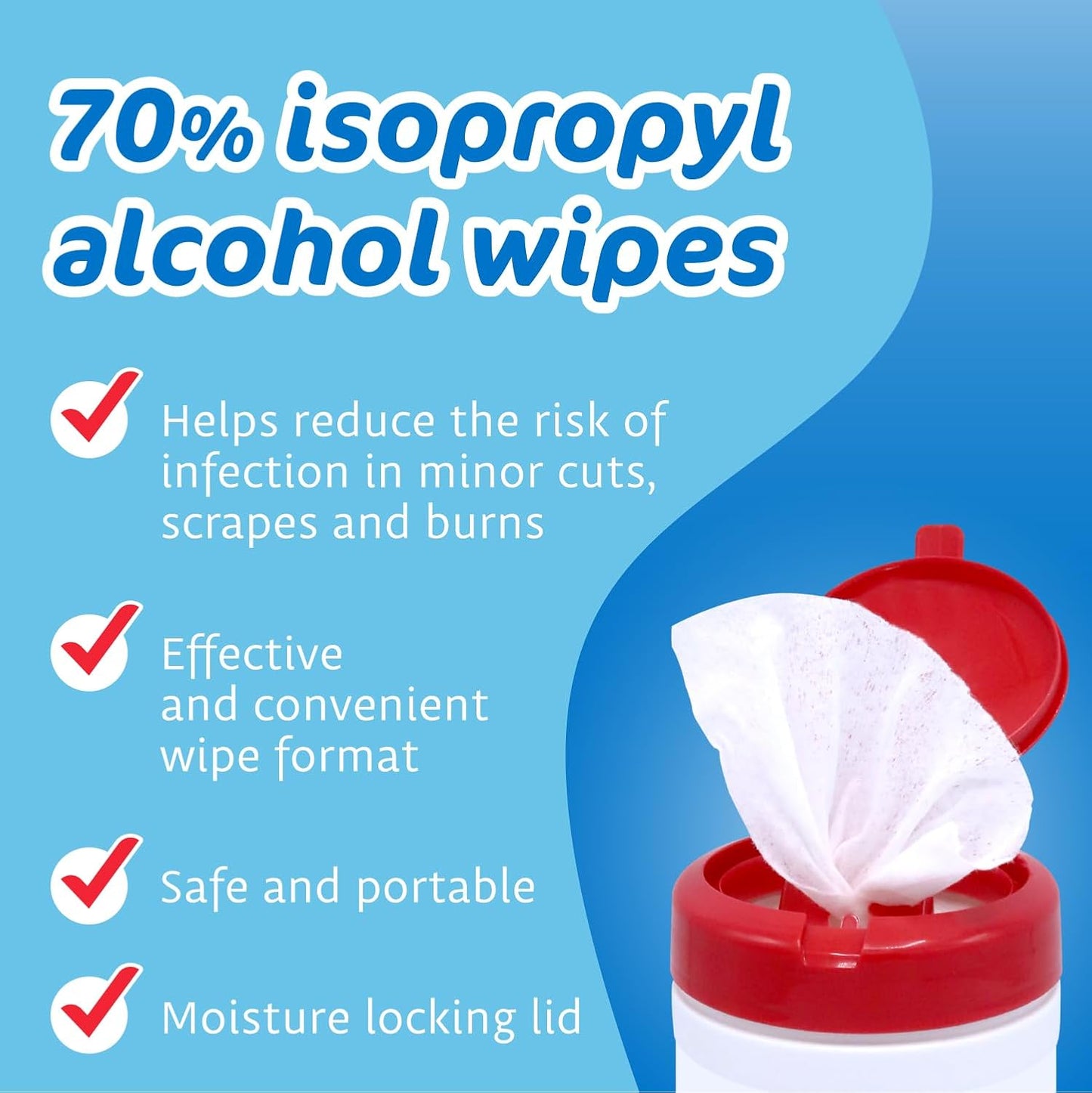 The Pharma-C Company -70% Isopropyl Alcohol Wipes [6 pack - 40ct Canisters] - Bulk IPA First Aid