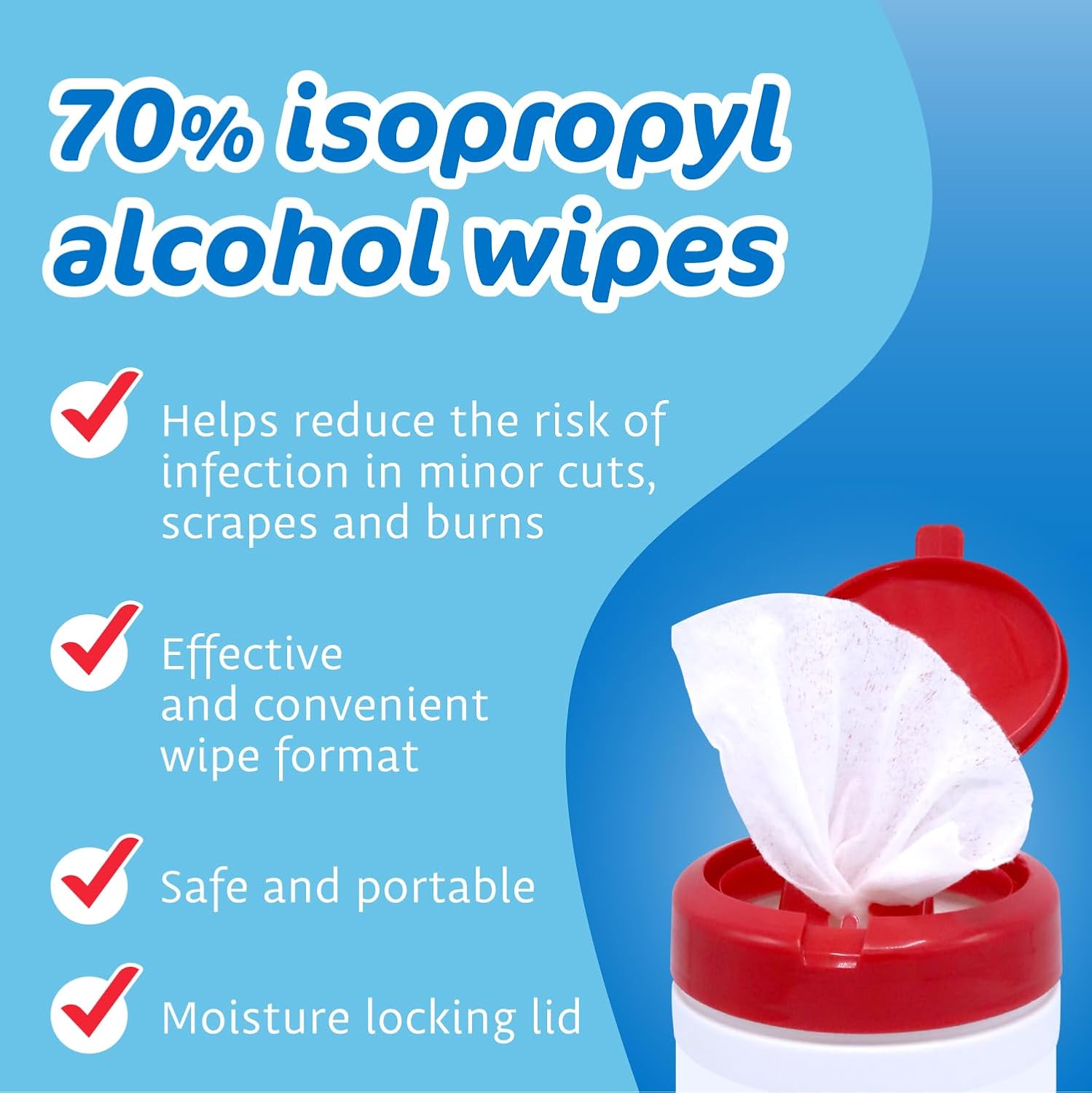 The Pharma-C Company -70% Isopropyl Alcohol Wipes [6 pack - 40ct Canisters] - Bulk IPA First Aid